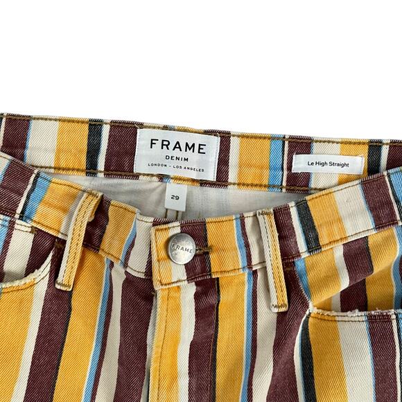 Frame Denim Le High Straight Jeans Painterly Multicolor Stripe Womens Size 29 - Picture 3 of 9